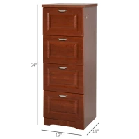 HOMCOM 4 Drawer Vertical File Cabinets Freestanding Enclosed Storage Cabinet with File Hanging, Dark Coffee(m-3)