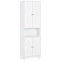 HOMCOM Tall Bathroom Storage Cabinet, Slim Bathroom Cabinet with 4 Shutter Doors and Adjustable Shelves, Toilet Vanity Cabinet, Narrow Organizer, White(m-2)