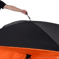 Outsunny 2-4 Person Pop-up Ice Fishing Tent Portable Ice Fishing Shelter with Ventilation Windows and Carrying Bag Hub Fish Shelter, Orange(m-9)
