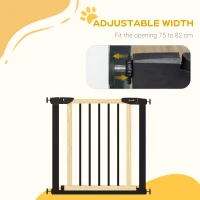 PawHut 29.5" - 32" Dog Gate for Doorways Stairs, Pressure Mount Safety Gate for Easy Step with Auto Close, Steel and Wood, Walk Through Pet Gate for Small and Medium Dogs(m-7)