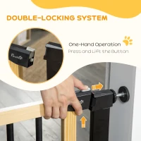 PawHut 29.5" - 32" Dog Gate for Doorways Stairs, Pressure Mount Safety Gate for Easy Step with Auto Close, Steel and Wood, Walk Through Pet Gate for Small and Medium Dogs(m-5)