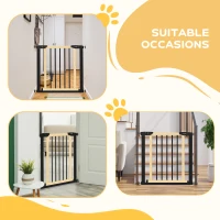 PawHut 29.5" - 32" Dog Gate for Doorways Stairs, Pressure Mount Safety Gate for Easy Step with Auto Close, Steel and Wood, Walk Through Pet Gate for Small and Medium Dogs(m-9)