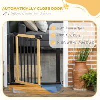PawHut 29.5" - 32" Dog Gate for Doorways Stairs, Pressure Mount Safety Gate for Easy Step with Auto Close, Steel and Wood, Walk Through Pet Gate for Small and Medium Dogs(m-6)