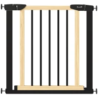 PawHut 29.5" - 32" Dog Gate for Doorways Stairs, Pressure Mount Safety Gate for Easy Step with Auto Close, Steel and Wood, Walk Through Pet Gate for Small and Medium Dogs(m-2)