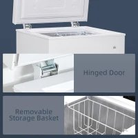 HOMCOM Compact Chest Freezer 3.5 Cubic Feet with Removable Basket Single Door 7 Temperature Setting Drain Hole for Apartment Kitchen Office Cabin White(m-10)