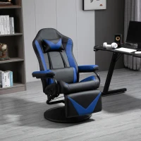 HOMCOM Gaming Recliner, Racing Style Video Gaming Chair with Adjustable Backrest and Footrest, High Back 360 Degree Swivel Computer Chair with Lumbar Support and Headrest, Blue(m-7)