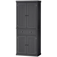 HOMCOM 72" Traditional Freestanding Kitchen Pantry Cabinet Cupboard with Doors and 3 Adjustable Shelves, Black(m-9)