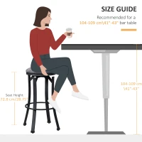 HOMCOM Bar Stools Set of 2, Vintage Barstools with Footrest and Microfiber Cloth, 29 Inch Bar Height Stool with Powder-Coated Steel Legs for Kitchen and Dining Room, Brown(m-8)