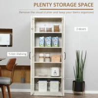 HOMCOM 63" 2-Door Kitchen Pantry, Freestanding Storage Cabinet with 2 Adjustable Shelves for Kitchen or Living Room, White(m-4)