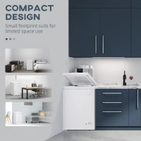 HOMCOM Compact Chest Freezer 3.5 Cubic Feet with Removable Basket Single Door 7 Temperature Setting Drain Hole for Apartment Kitchen Office Cabin White(m-5)