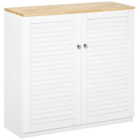 HOMCOM Storage Cabinet Kitchen Sideboard with Louvered Doors, Freestanding Floor Cabinet for Living Room, Hallway, White(m-1)