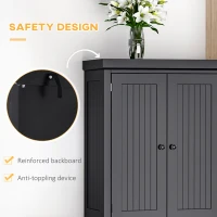 HOMCOM 72" Traditional Freestanding Kitchen Pantry Cabinet Cupboard with Doors and 3 Adjustable Shelves, Black(m-6)