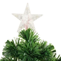 HOMCOM 5 Feet Prelit Artificial Christmas Tree with Fiber Optic LED Light, Holiday Home Xmas Decoration, Green(m-10)