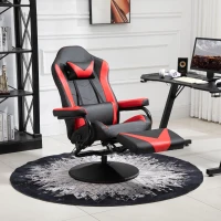 HOMCOM Gaming Recliner, Racing Style Video Gaming Chair with Adjustable Backrest and Footrest, High Back 360 Degree Swivel Computer Chair with Lumbar Support and Headrest, Red(m-9)