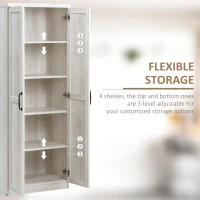 HOMCOM 63" 2-Door Kitchen Pantry, Freestanding Storage Cabinet with 2 Adjustable Shelves for Kitchen or Living Room, White(m-5)
