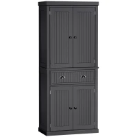 HOMCOM 72" Traditional Freestanding Kitchen Pantry Cabinet Cupboard with Doors and 3 Adjustable Shelves, Black(m-1)