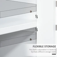 HOMCOM Slat Double Door Coffee Bar Cabinet, Sideboard Buffet Cabinet, Kitchen Cabinet with Bottom Shelf for Living Room, White(m-6)