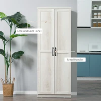 HOMCOM 63" 2-Door Kitchen Pantry, Freestanding Storage Cabinet with 2 Adjustable Shelves for Kitchen or Living Room, White(m-7)