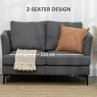HOMCOM 54" Loveseat Sofa for Bedroom, Modern Love Seats Furniture, Upholstered Small Couch for Small Space, Grey(m-6)