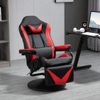 HOMCOM Gaming Recliner, Racing Style Video Gaming Chair with Adjustable Backrest and Footrest, High Back 360 Degree Swivel Computer Chair with Lumbar Support and Headrest, Red(m-8)