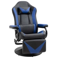 HOMCOM Gaming Recliner, Racing Style Video Gaming Chair with Adjustable Backrest and Footrest, High Back 360 Degree Swivel Computer Chair with Lumbar Support and Headrest, Blue(m-9)