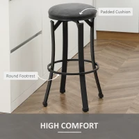 HOMCOM Bar Stools Set of 2, Vintage Barstools with Footrest and Microfiber Cloth, 29 Inch Bar Height Stool with Powder-Coated Steel Legs for Kitchen and Dining Room, Brown(m-5)