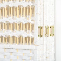 HOMCOM 6 Panel Room Divider, 5.6 ft Tall Folding Privacy Screen, Wave Fiber Freestanding Partition Wall Divider for Home Office, White(m-10)