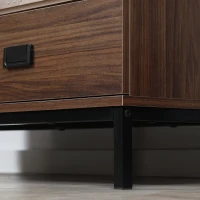 HOMCOM Corner TV Stand for TV up to 46", Entertainment Center with Open Storage and Drawers, TV Table with Steel Legs, Dark Walnut(m-9)