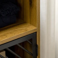 HOMCOM Industrial Sideboard Buffet Cabinet, Kitchen Cabinet, Coffee Bar Cabinet with Metal Doors and Adjustable Shelves for Living Room, Entryway, Dark Walnut(m-9)