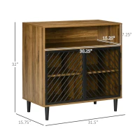 HOMCOM Industrial Sideboard Buffet Cabinet, Kitchen Cabinet, Coffee Bar Cabinet with Metal Doors and Adjustable Shelves for Living Room, Entryway, Dark Walnut(m-3)