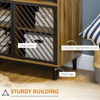 HOMCOM Industrial Sideboard Buffet Cabinet, Kitchen Cabinet, Coffee Bar Cabinet with Metal Doors and Adjustable Shelves for Living Room, Entryway, Dark Walnut(m-5)