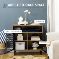 HOMCOM Industrial Sideboard Buffet Cabinet, Kitchen Cabinet, Coffee Bar Cabinet with Metal Doors and Adjustable Shelves for Living Room, Entryway, Dark Walnut(m-4)