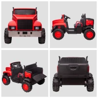 Aosom 2-Seater Kids Tractor, 12V 7Ah Electric Ride-on Car Farm Truck with Parental Control, Detachable Bucket, 2 Speeds, Music, Lights, Suspension Wheels, for 37-72 Months, Red(m-9)