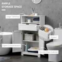 kleankin Bathroom Cabinet Organizer, Freestanding Small Storage Cabinet with Drawer and Adjustable Shelf for Living Room, or Entryway, White(m-4)