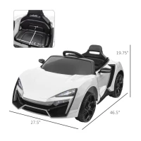 Aosom Ride On Car for Kids  6V Electric Ride-On Car with Parental Remote Control, 2 Speeds, LCD power indicator, Seat Belt (White)(m-3)