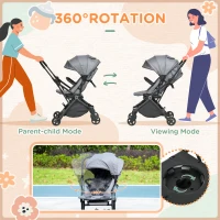 Qaba Lightweight Baby Stroller w/ 360° Reversible Seat, Toddler Travel Stroller w/ One Hand Fold, Grey(m-4)