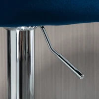 HOMCOM Modern Upholstered Adjustable Barstools with Swivel Seat, Velvet Touch Fabric, Steel Frame, Footrest, ‎Blue(m-9)
