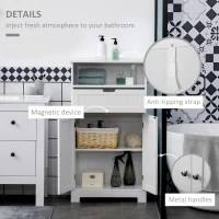 kleankin Bathroom Cabinet Organizer, Freestanding Small Storage Cabinet with Drawer and Adjustable Shelf for Living Room, or Entryway, White(m-6)