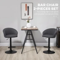 HOMCOM Modern Upholstered Adjustable Barstools with Swivel Seat, Linen Touch Fabric, Steel Frame, Footrest, ‎Gray(m-4)