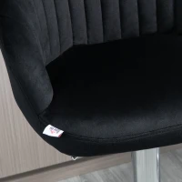 HOMCOM Modern Upholstered Adjustable Barstools with Swivel Seat, Velvet Touch Fabric, Steel Frame, Footrest, ‎Black(m-8)