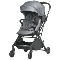 Qaba Lightweight Baby Stroller w/ 360° Reversible Seat, Toddler Travel Stroller w/ One Hand Fold, Grey(m-10)