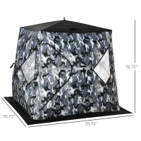 Outsunny 2 Person Insulated Ice Fishing Shelter Pop-Up Portable Ice Fishing Tent with Carry Bag and Anchors for Lowest Temps -22℉, Camouflage(m-3)