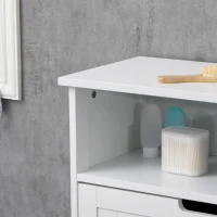 kleankin Bathroom Cabinet Organizer, Freestanding Small Storage Cabinet with Drawer and Adjustable Shelf for Living Room, or Entryway, White(m-7)