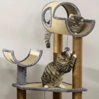 PawHut 48" Fun Cat Tree with Scratching Posts, Small Cat Tower for Indoor Cat Furniture, Cat Tunnel Bed Activity Center Climbing Toy(m-8)