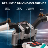 Aosom 6V Kids Motorcycle Battery-Operated Ride-on Toy with Training Wheels Lights Music Siren Horn, White(m-4)