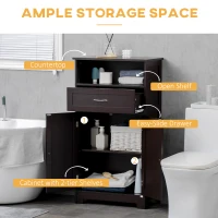 kleankin Modern Bathroom Floor Cabinet, Free Standing Storage Cabinet, Linen Cabinet with Drawer and Adjustable Shelf, Brown(m-4)