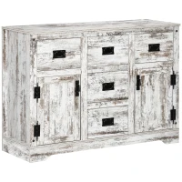 HOMCOM Sideboard Buffet Kitchen Sideboard Cabinet with Five Drawers Two Door Cabinets Adjustable Shelf for Living Room White(m-1)