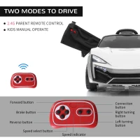 Aosom Ride On Car for Kids  6V Electric Ride-On Car with Parental Remote Control, 2 Speeds, LCD power indicator, Seat Belt (White)(m-6)