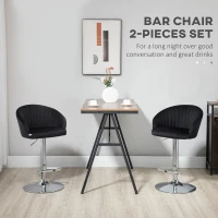 HOMCOM Modern Upholstered Adjustable Barstools with Swivel Seat, Velvet Touch Fabric, Steel Frame, Footrest, ‎Black(m-4)