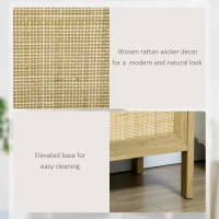 HOMCOM Boho Bookshelf, Storage Cabinet with 3 Open Shelves and Natural Rattan Decor, Bookcase for Living Room, Study, Oak(m-5)